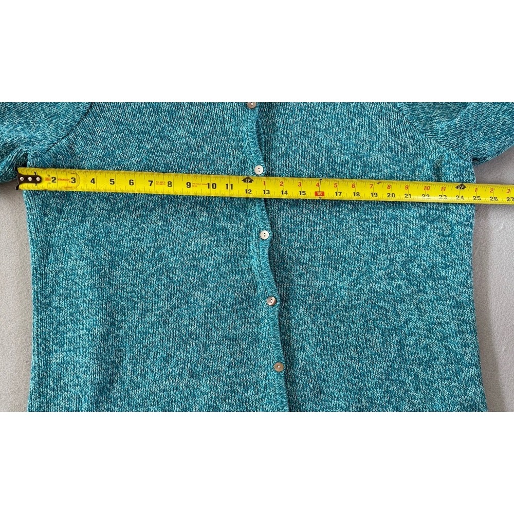 L.L.Bean Button Front Cardigan 100% cotton knit Teal Marled  Womens 3XL - Picture 6 of 10